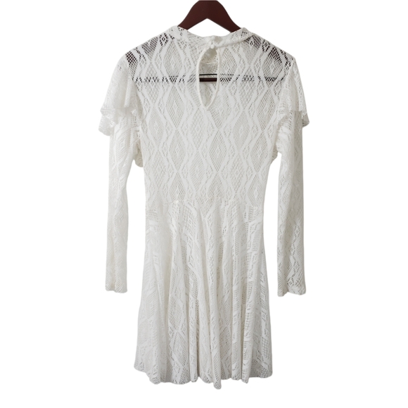 Free People Rock Candy Lace Ruffle Mockneck Sheer Flare Mini Dress Size Small - Picture 6 of 14